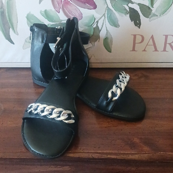 Torrid Black Ankle-Strap Sandals with Silver Chain - Picture 6 of 6